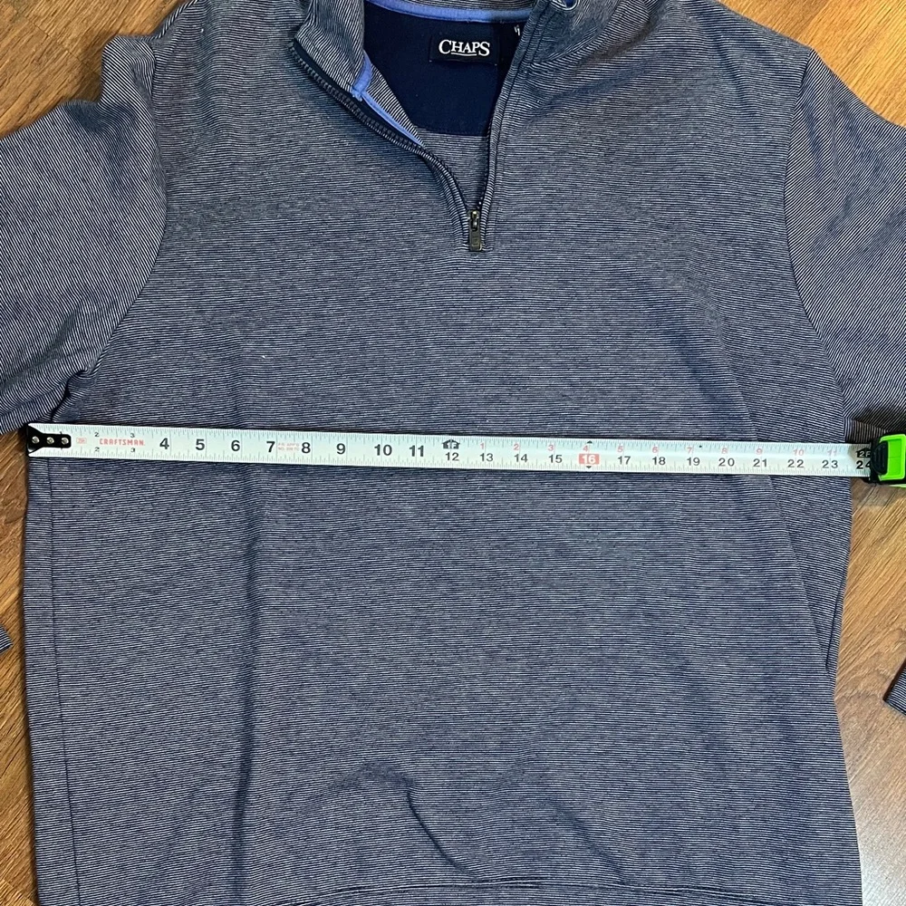 XXL - Chaps Men's Quarter Zip-Up Navy and White Sweater